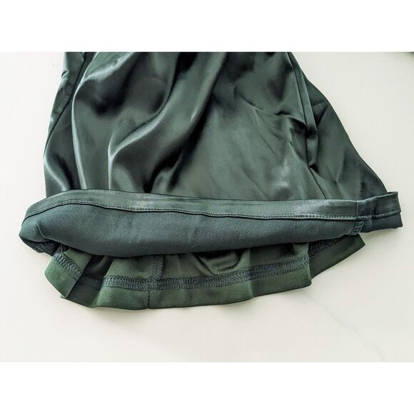 NWT Lulus Flirty Agenda Jumpsuit Medium Dark Green Satin Bustier Wide Leg Womens - Picture 7 of 12